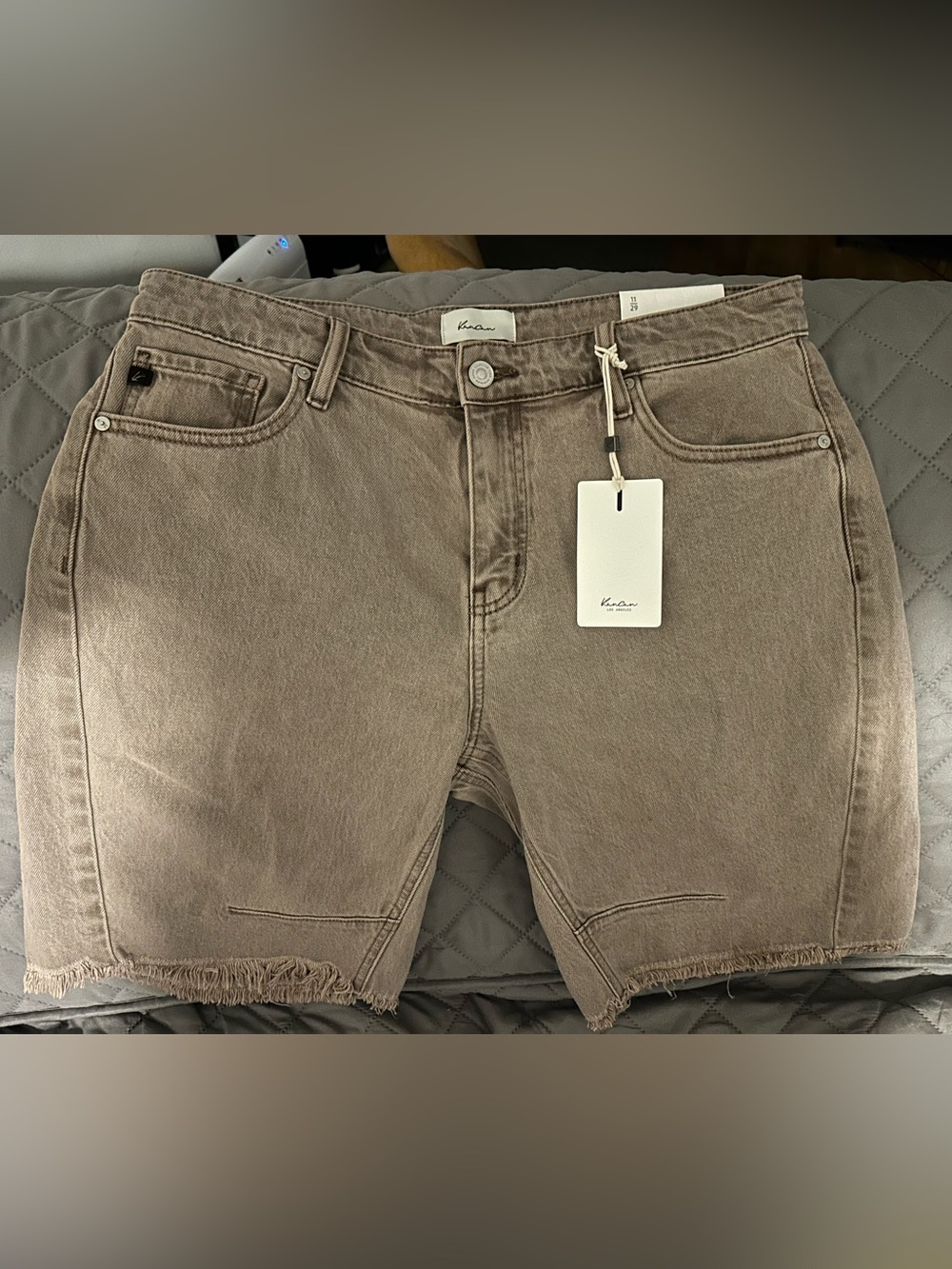 KanCan Women’s Taupe Washed Denim Shorts